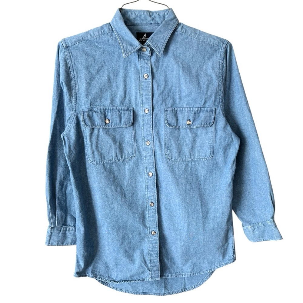 Vintage Sperry Chambray Denim Blue Button Down Shirt Medium
